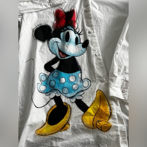 Disney100 XL White Collared Button Up Graphic Shirt Minnie Mouse - Picture 7 of 14